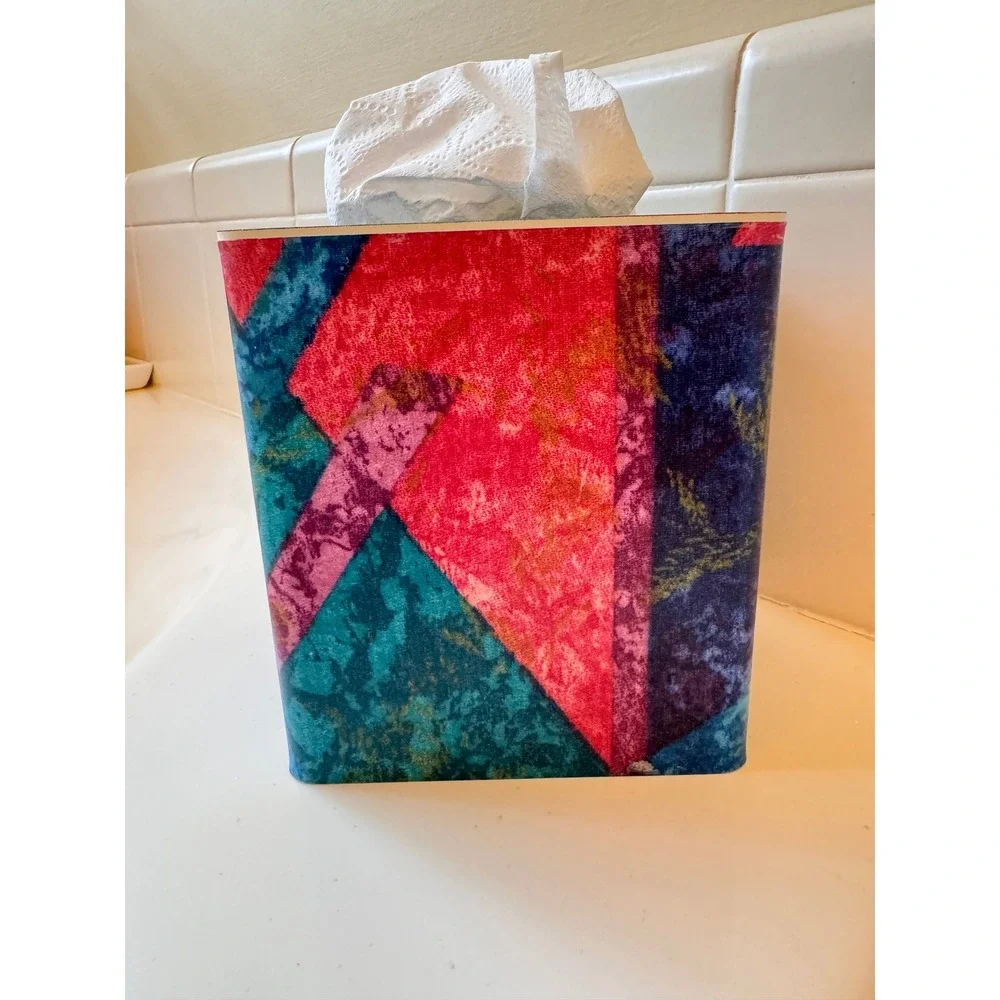 Vintage Andre Richard Jeweled Marble Tissue Box Cover Trinket Dish Set 80s Japan